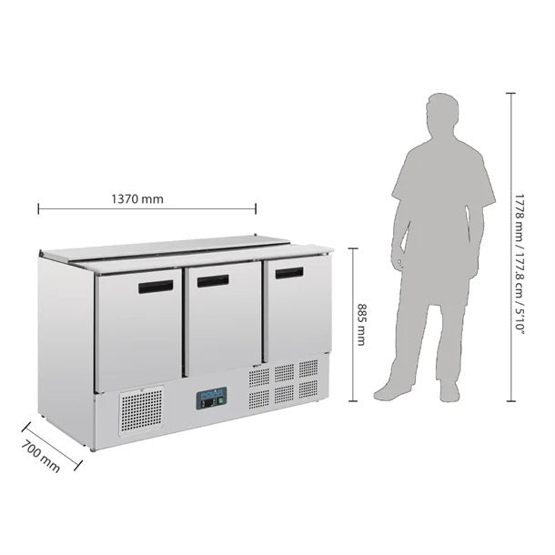 Polar G-Series Saladette Counter Fridge 368L - G607-A