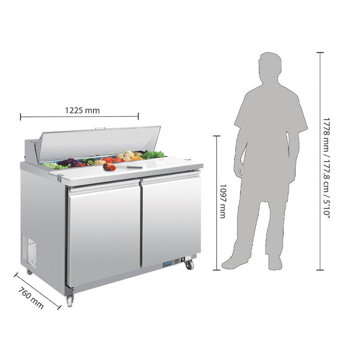 Polar U-Series 2 Door Prep Counter Fridge 405L - GD882-A