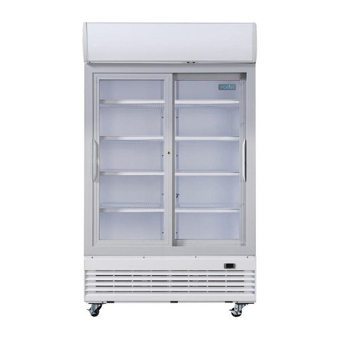 Polar G-Series Sliding Door Upright Display Cooler with Light Box 950L - GE581-A