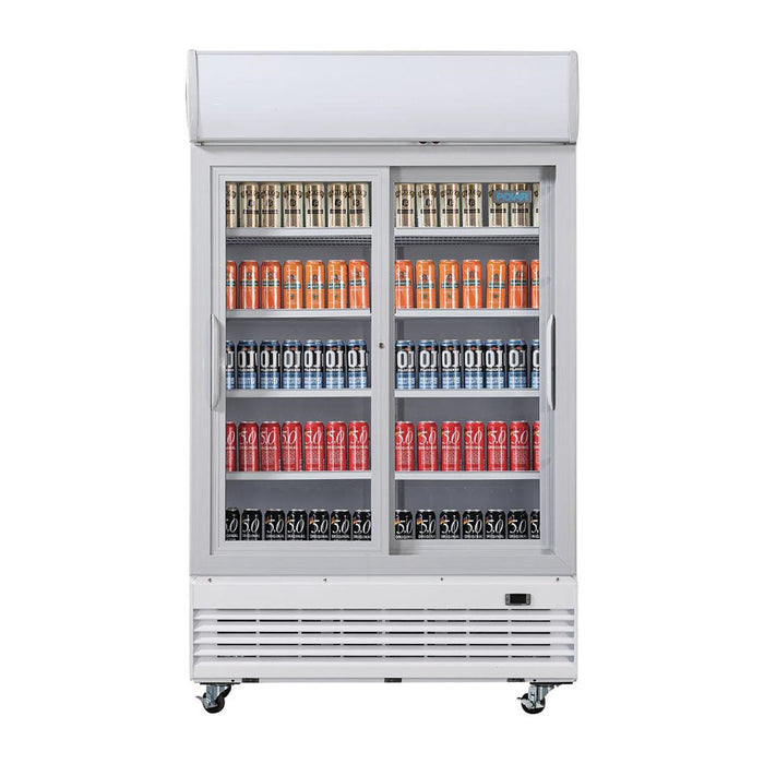 Polar G-Series Sliding Door Upright Display Cooler with Light Box 950L - GE581-A