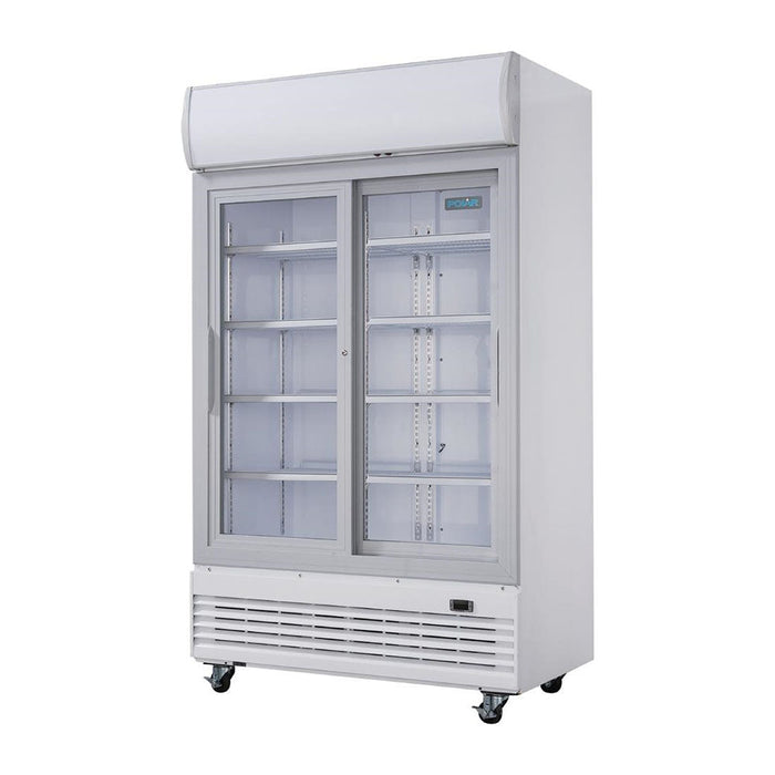 Polar G-Series Sliding Door Upright Display Cooler with Light Box 950L - GE581-A