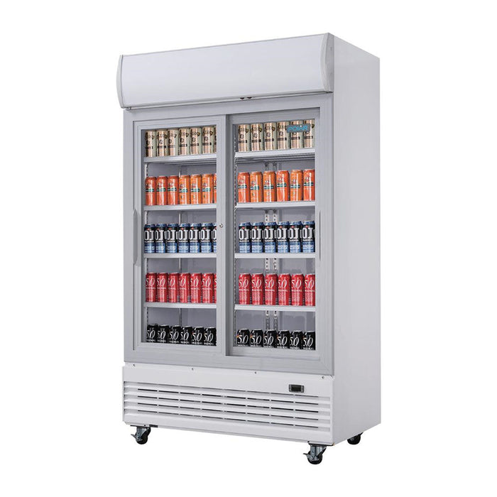 Polar G-Series Sliding Door Upright Display Cooler with Light Box 950L - GE581-A