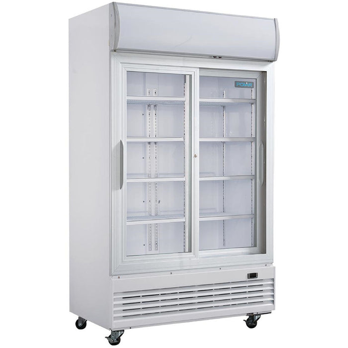 Polar G-Series Sliding Door Upright Display Cooler with Light Box 950L - GE581-A