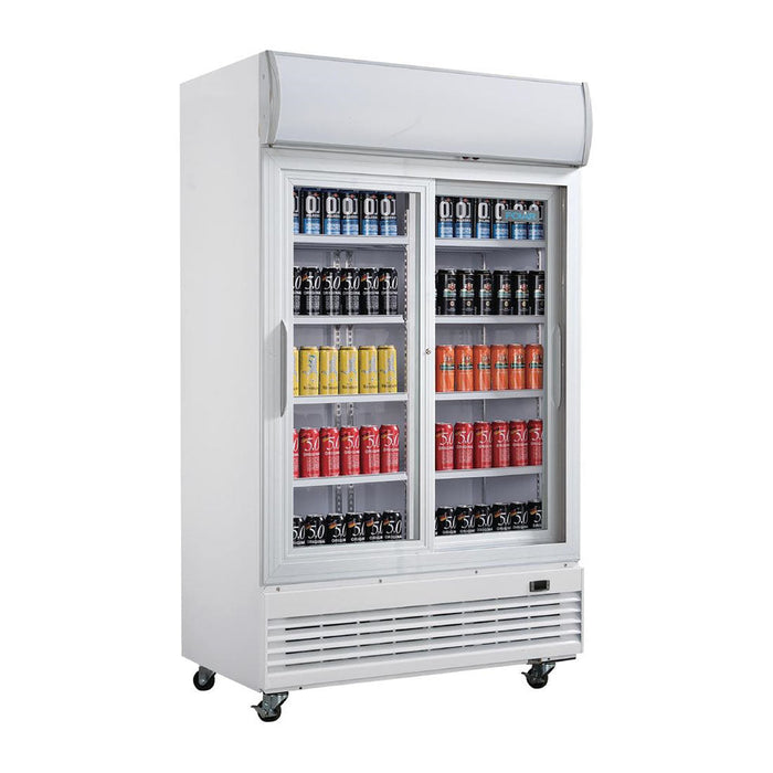 Polar G-Series Sliding Door Upright Display Cooler with Light Box 950L - GE581-A