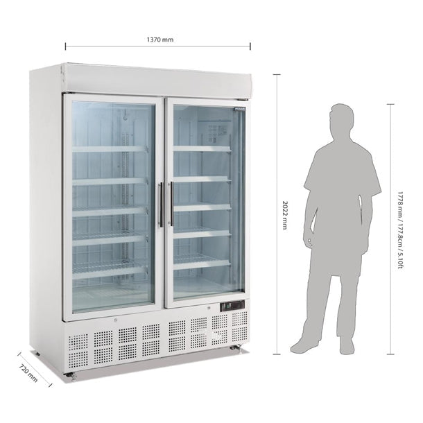 Polar G-Series 2 Door Upright Display Freezer 920L White - GH507-A