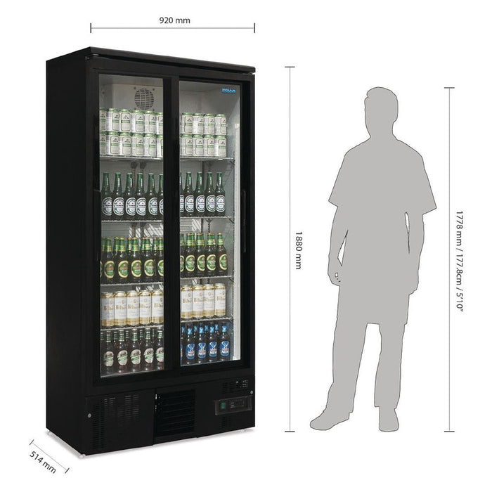 Polar G-Series Upright Back Bar Cooler with Sliding Doors 490L - GJ448-A