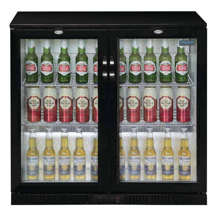 Polar G-Series Back Bar Cooler with 2 Hinged Doors 208L Black - GL002-A