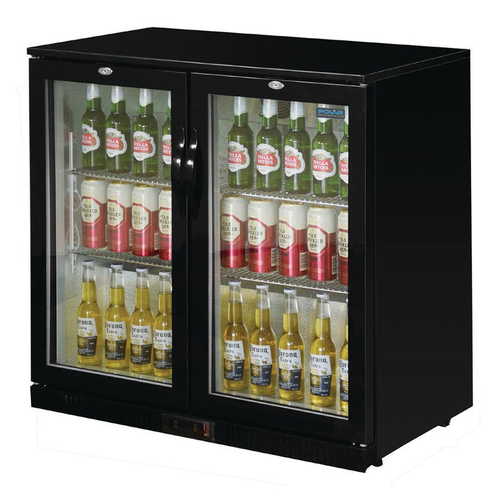 Polar G-Series Back Bar Cooler with 2 Hinged Doors 208L Black - GL002-A