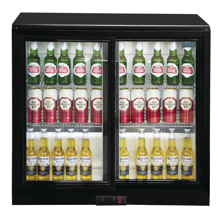 Polar G-Series Back Bar Cooler with 2 Sliding Doors 208L Black - GL003-A