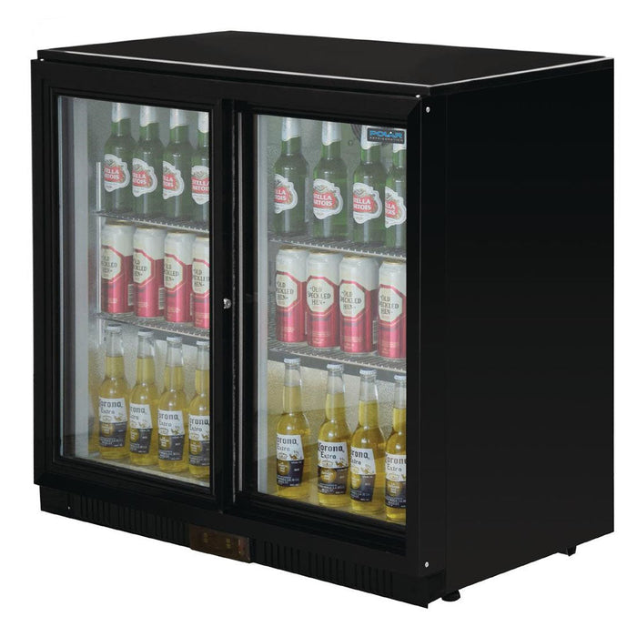 Polar G-Series Back Bar Cooler with 2 Sliding Doors 208L Black - GL003-A