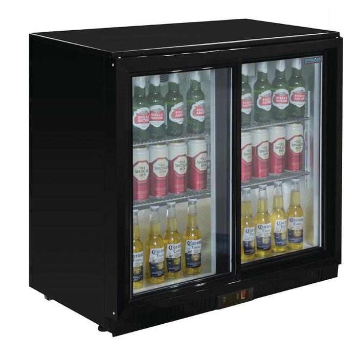 Polar G-Series Back Bar Cooler with 2 Sliding Doors 208L Black - GL003-A