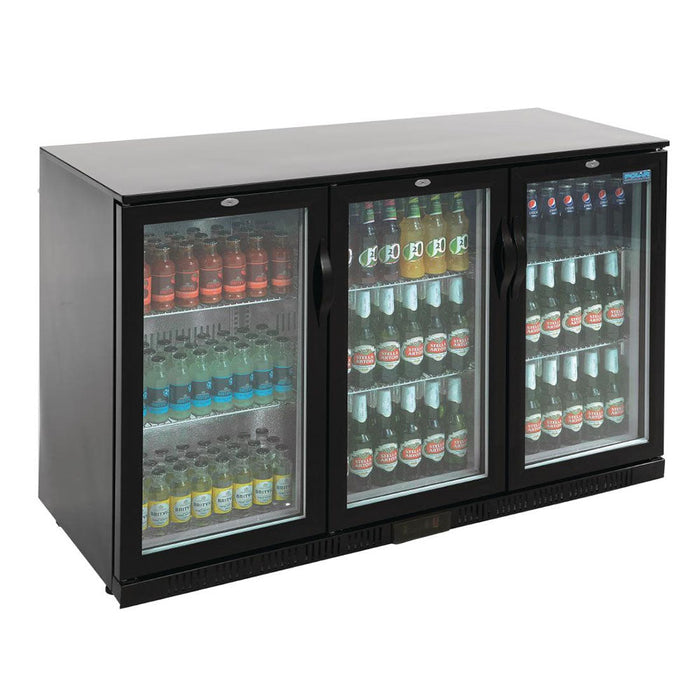 Polar G-Series Back Bar Cooler with 3 Hinged Doors 330L Black - GL004-A