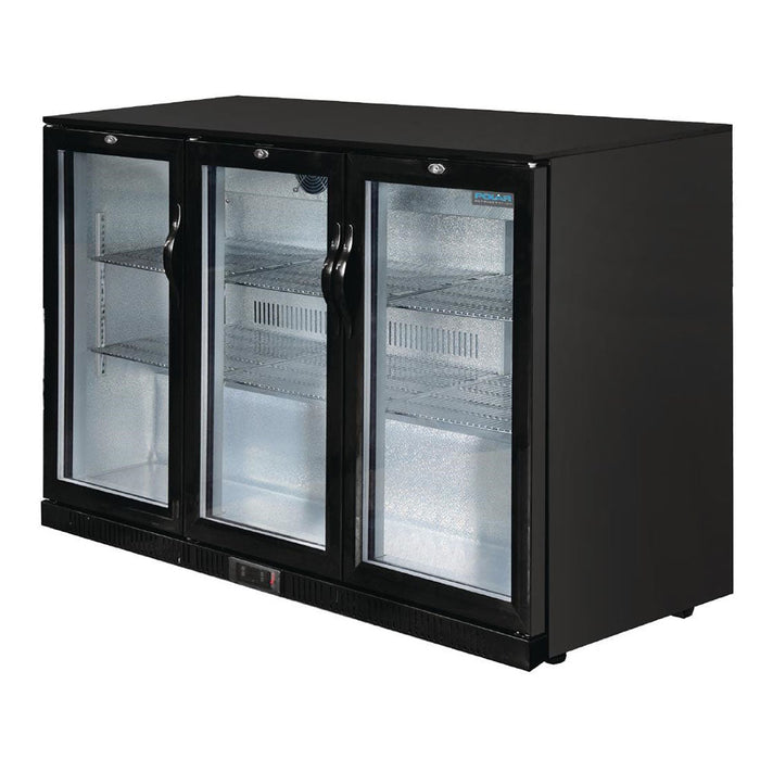 Polar G-Series Back Bar Cooler with 3 Hinged Doors 330L Black - GL004-A