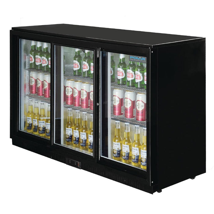 Polar G-Series Back Bar Cooler with 3 Sliding Doors 330L Black - GL006-A