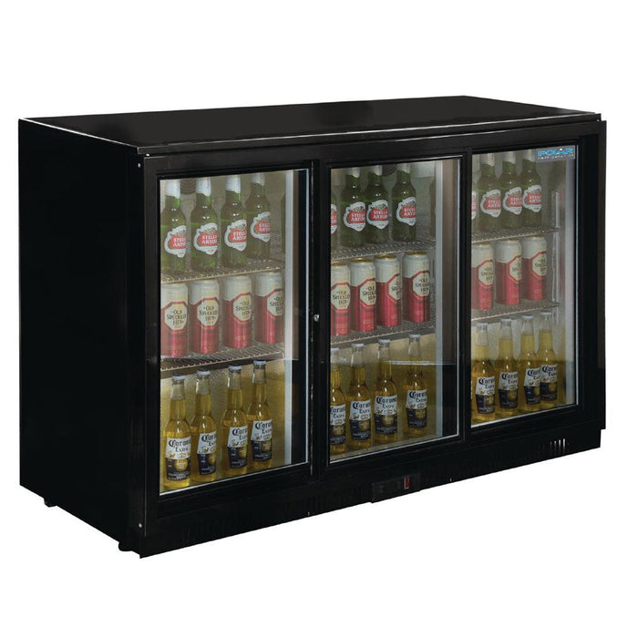 Polar G-Series Back Bar Cooler with 3 Sliding Doors 330L Black - GL006-A