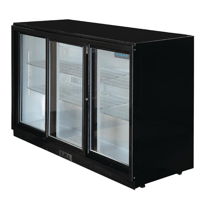 Polar G-Series Back Bar Cooler with 3 Sliding Doors 330L Black - GL006-A