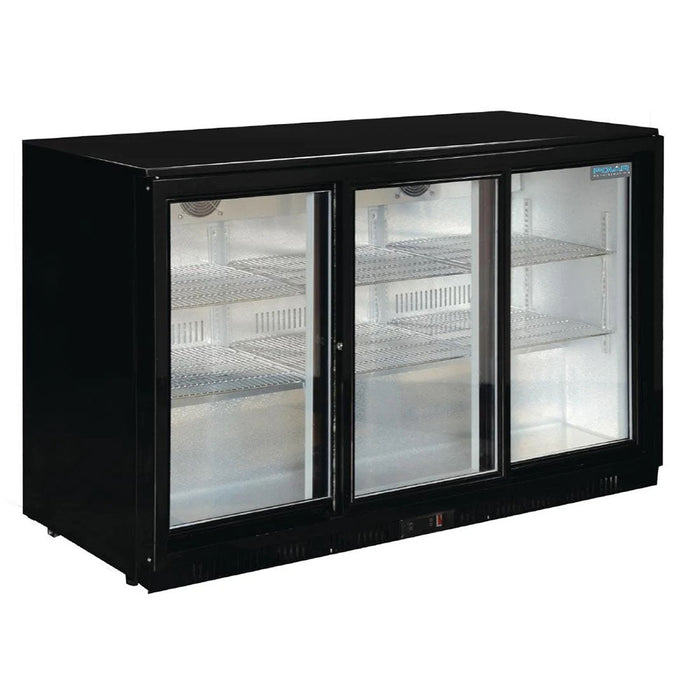 Polar G-Series Back Bar Cooler with 3 Sliding Doors 330L Black - GL006-A