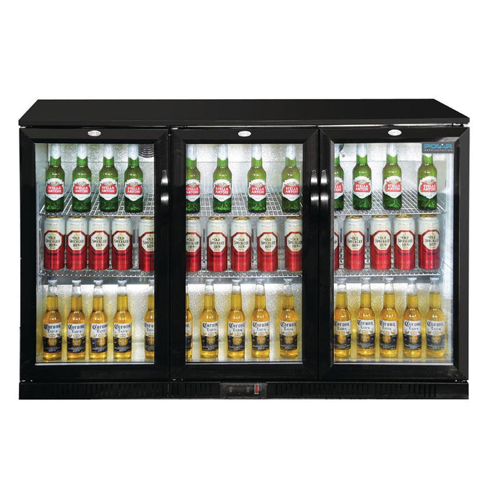 Polar G-Series Back Bar Cooler with 3 Hinged Doors 320L Black - GL014-A