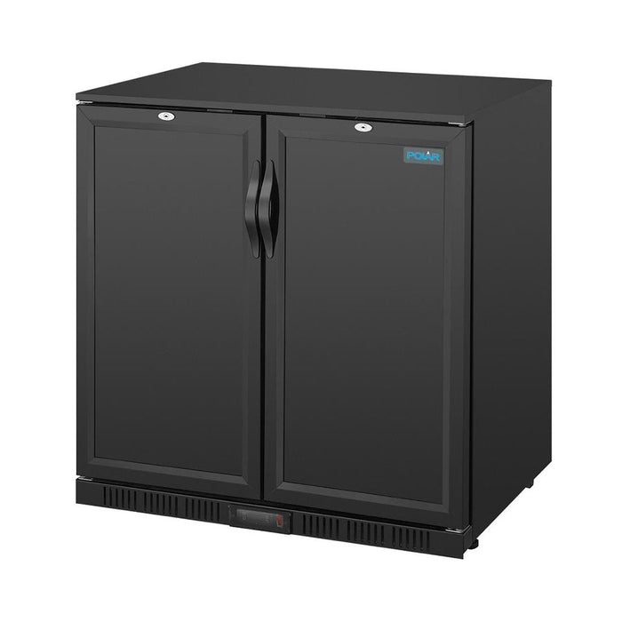 Polar G-Series Back Bar Cooler with 2 Solid Hinged Doors 208L Black - GL016-A