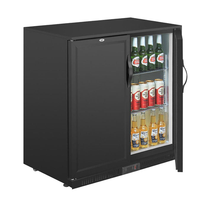 Polar G-Series Back Bar Cooler with 2 Solid Hinged Doors 208L Black - GL016-A