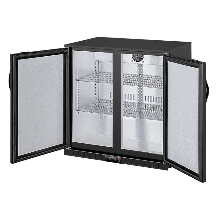 Polar G-Series Back Bar Cooler with 2 Solid Hinged Doors 208L Black - GL016-A