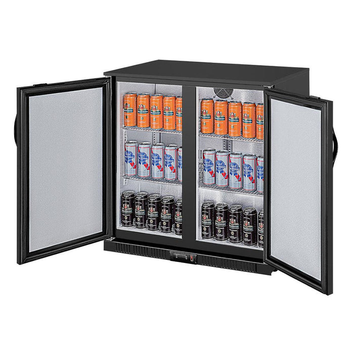 Polar G-Series Back Bar Cooler with 2 Solid Hinged Doors 208L Black - GL016-A