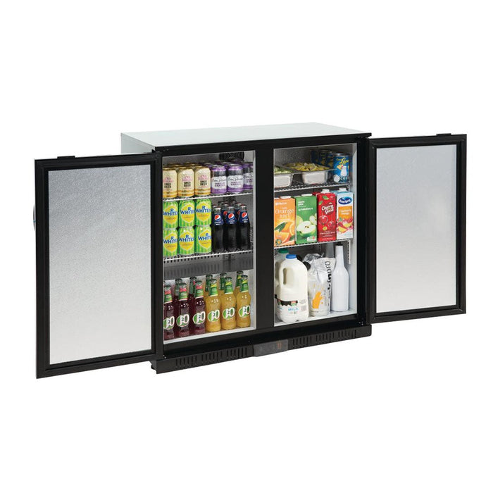 Polar G-Series Back Bar Cooler with 2 Solid Hinged Doors 208L Black - GL016-A