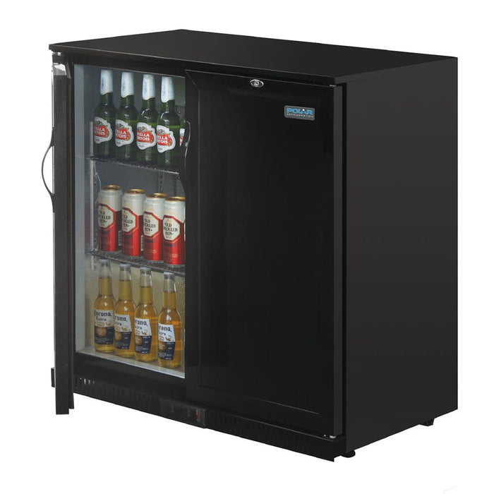 Polar G-Series Back Bar Cooler with 2 Solid Hinged Doors 208L Black - GL016-A