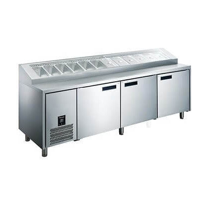 Glacian Pizza Prep Fridge with 3 Stainless Steel Doors 656L - HPB2476