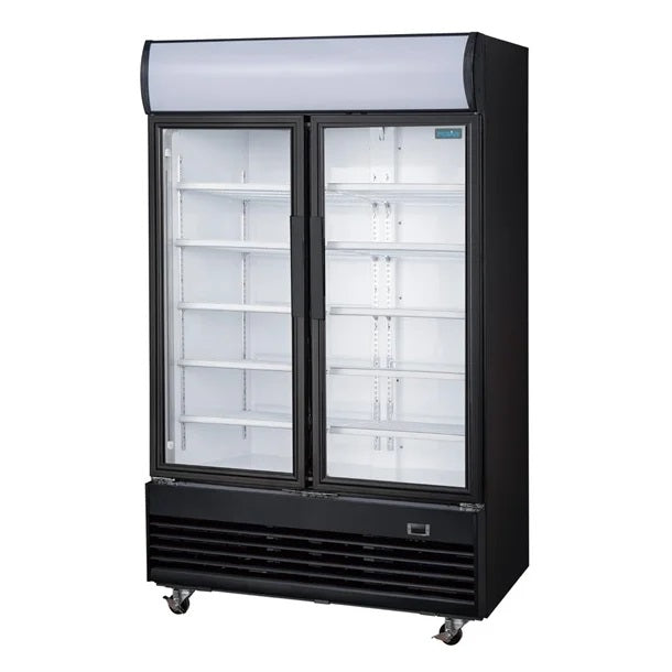 Polar G-Series Upright Hinged Door Display Cooler with Light Box 950L Black - GM813-A