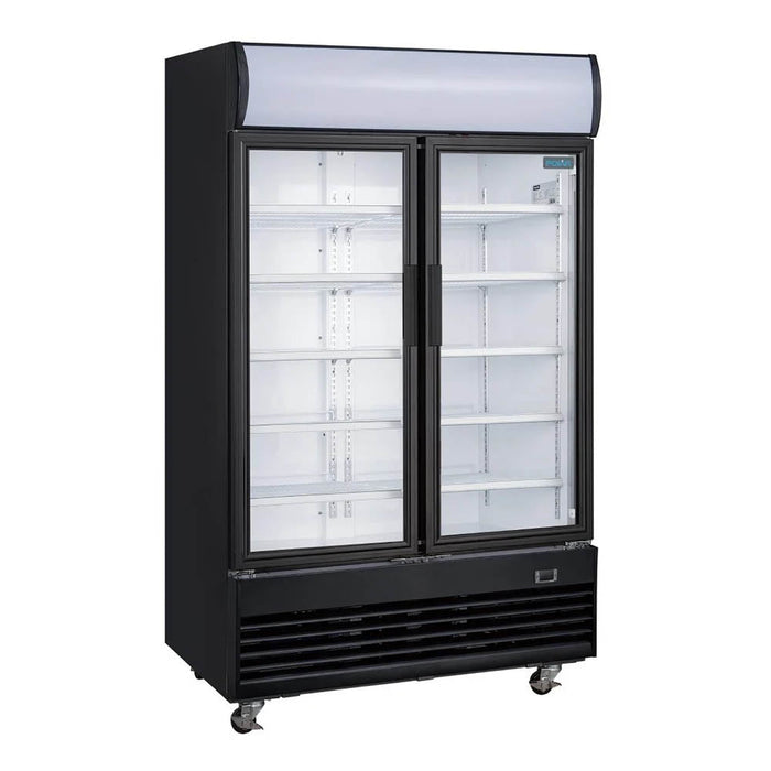 Polar G-Series Upright Hinged Door Display Cooler with Light Box 950L Black - GM813-A