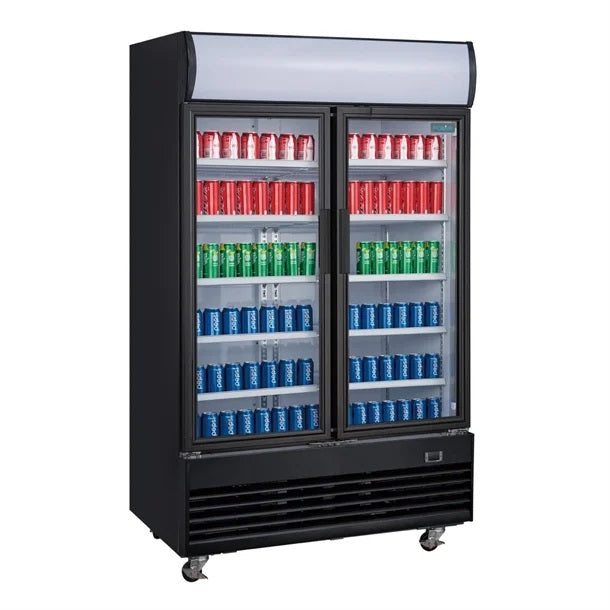 Polar G-Series Upright Hinged Door Display Cooler with Light Box 950L Black - GM813-A