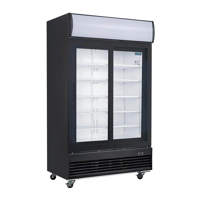 Polar G-Series Upright Sliding Door Display Cooler with Light Box 950Ltr Black - GM814-A