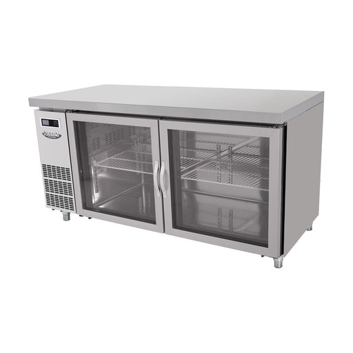 Lassele S Series 2 Glass Door Under Bench Fridge 1500mm - LGRT-2B-1500