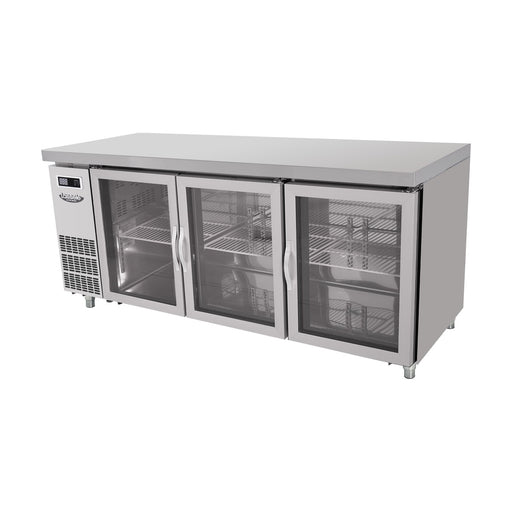 Lassele S Series 3 Glass Door Under Bench Fridge 1800mm - LGRT-3B-1800