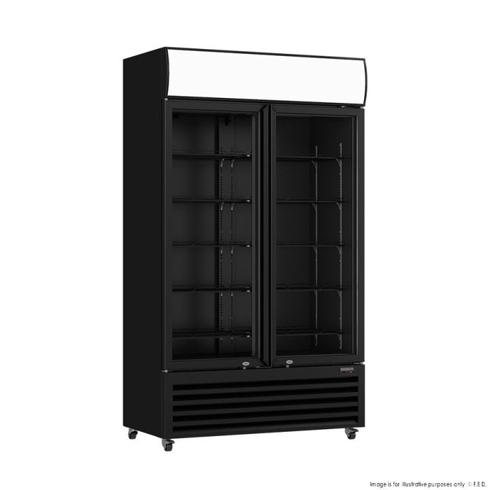 Thermaster Two Sliding Glass Door Colourbond Upright Drink Fridge Black 862L - LG-1000SDBP
