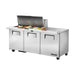 True Refrigeration Prep Table - 18x 1/6 Top Pans - 3 Solid Swing Doors - TSSU-72-18M-B-HC