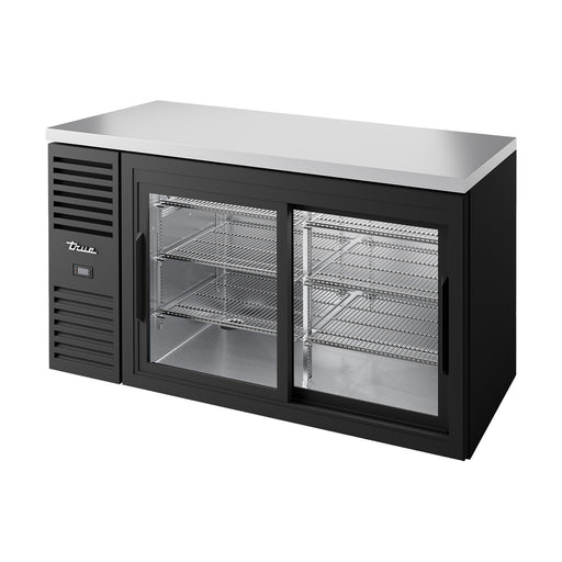 True Refrigeration Bar Refrigerator - Black Ext - 2 Glass Slide Doors - TBR60-RISZ1-L-B-11-2