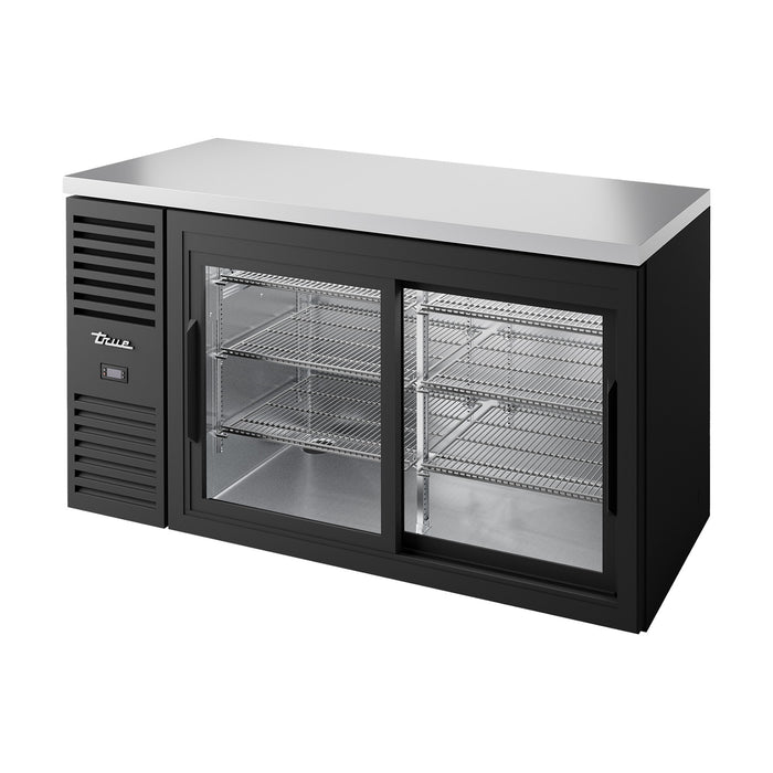 True Refrigeration Bar Refrigerator - Black Ext - 2 Glass Slide Doors - TBR60-RISZ1-L-B-11-2