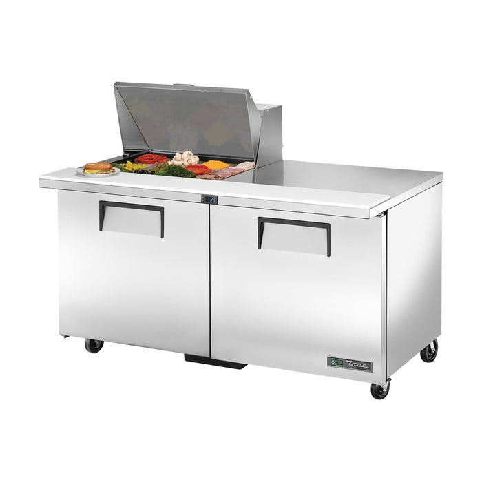 True Refrigeration Prep Table - 12x 1/6 Top Pans - 2 Solid Swing Doors - TSSU-60-12M-B-HC
