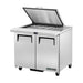 True Refrigeration Prep Table - 12x 1/6 Top Pans - 2 Solid Swing Doors - Removable lids - TSSU-36-12M-B-HC FLID