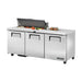 True Refrigeration Prep Table - 10x 1/6 Top Pans - 3 Solid Swing Doors - TSSU-72-10-HC