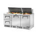True Refrigeration Prep Table - 30x 1/6 Top Pans - 2 Drawers + 2 Solid Swing Doors - TFP-72-30M-D-2-HC