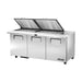 True Refrigeration Prep Table - 24x 1/6 Top Pans - 3 Solid Swing Doors - Removable lids - TSSU-72-24M-B-ST-HC FLID
