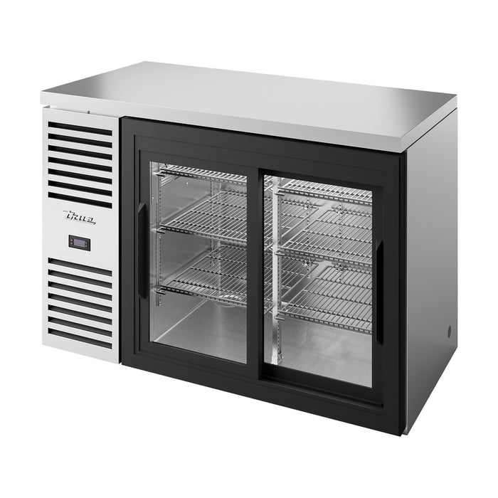 True Refrigeration Bar Refrigerator - Stainless Steel Ext - 2 Glass Slide Doors - TBR48-RISZ1-L-S-11-2