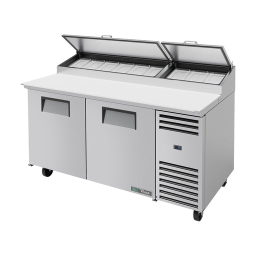 True Refrigeration Pizza Prep Table - 9x 1/3 Top Pans - 2 Solid Swing Doors - TPP-AT-67-HC