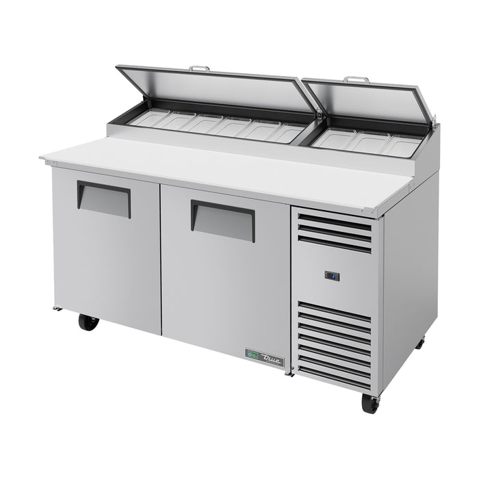 True Refrigeration Pizza Prep Table - 9x 1/3 Top Pans - 2 Solid Swing Doors - TPP-AT-67-HC