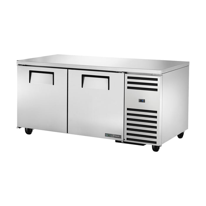 True Refrigeration Deep Undercounter Refrigerator - 2 Solid Swing Doors - TUC-67-HC
