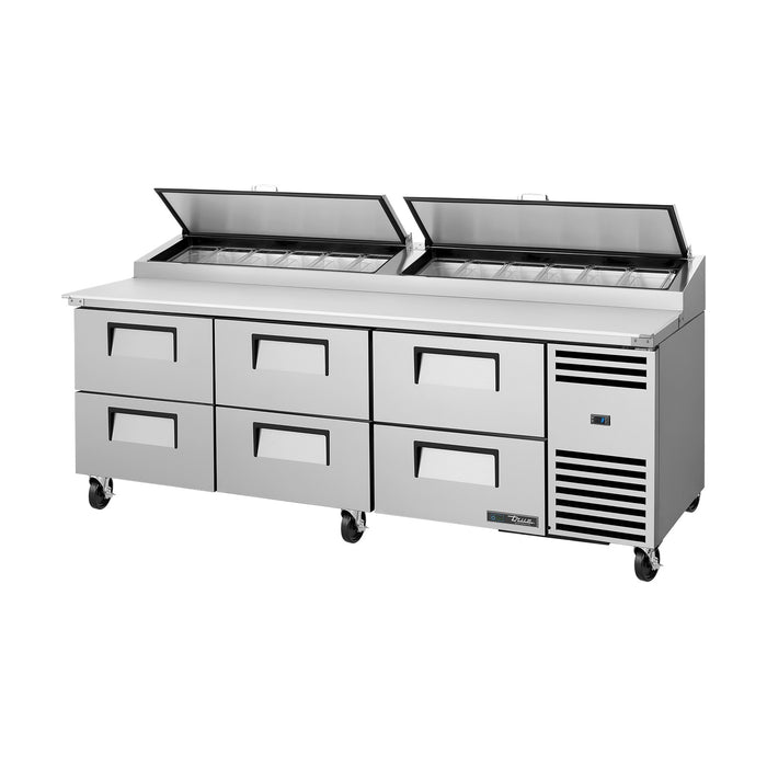 True Refrigeration Pizza Prep Table - 12x 1/3 Top Pans - 6 Drawers - TPP-AT2-93D-6-HC