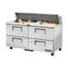 True Refrigeration Prep Table - 16x 1/6 Top Pans - 4 Drawers - TSSU-60-16D-4-HC